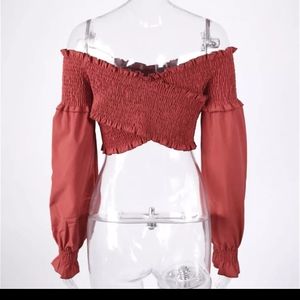 Cropped off the shoulder top